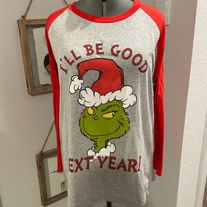 Dr. Seuss Grinch Women’s Long Sleeve Shirt - Red & Gray